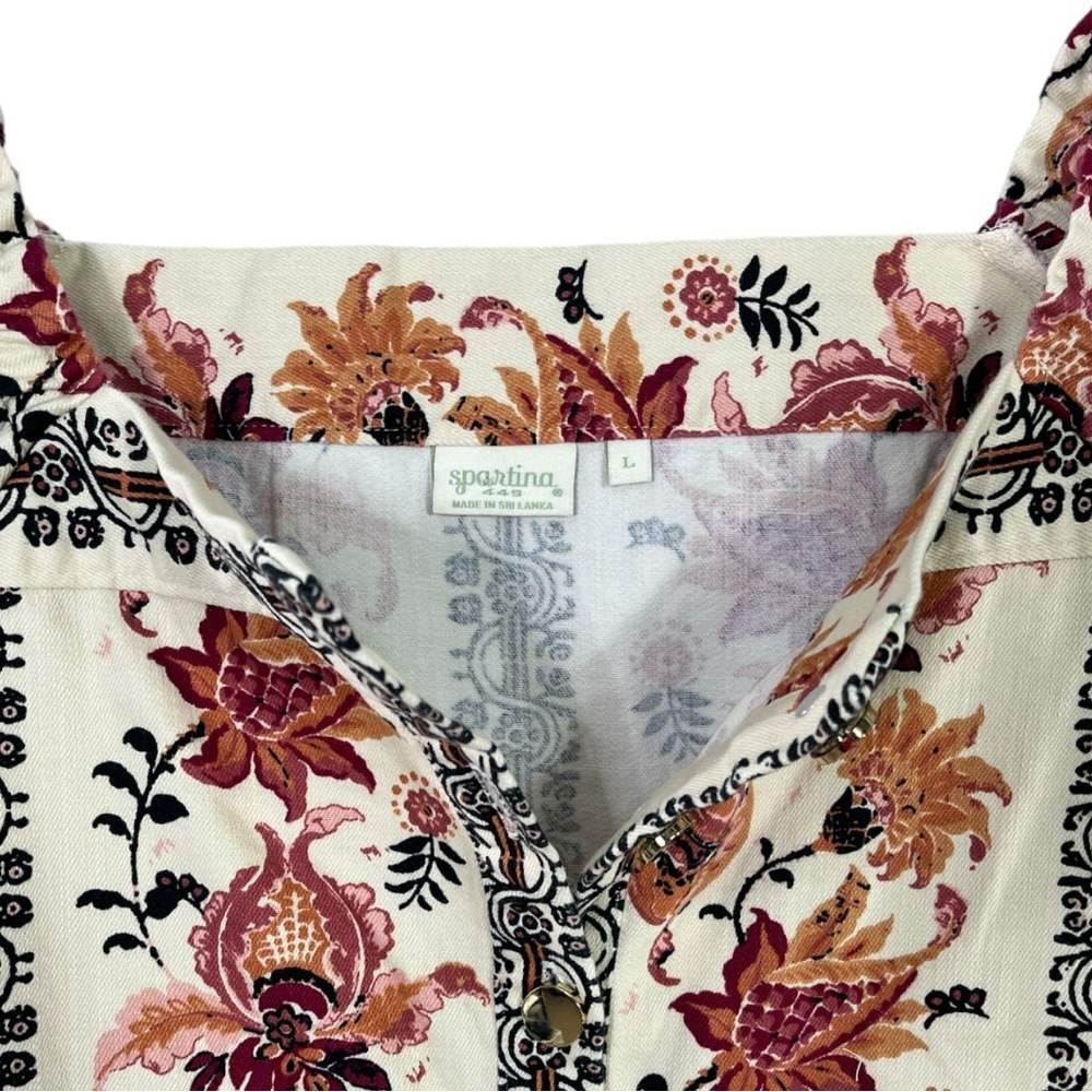 NWT Spartina 449 Catrina Denim Dress Linden size L in Vintage Thistle Stripe - Picture 10 of 12